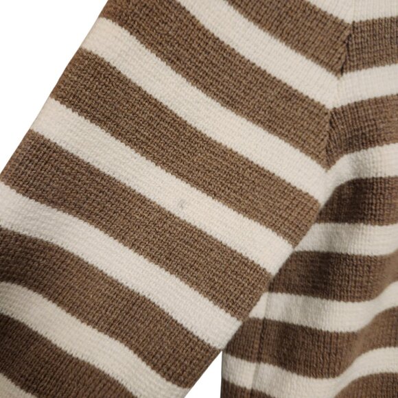 J Crew Striped Cotton Cardigan Size S Taupe & White Knitted Cotton - Picture 6 of 8